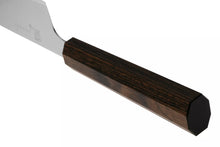 Load image into Gallery viewer, Yaxell Hanasantoku Knife - 165mm, angled view of handle.
