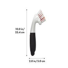 Load image into Gallery viewer, OXO Good Grips Grout Cleaning Brush - White, graphics with dimensions.
