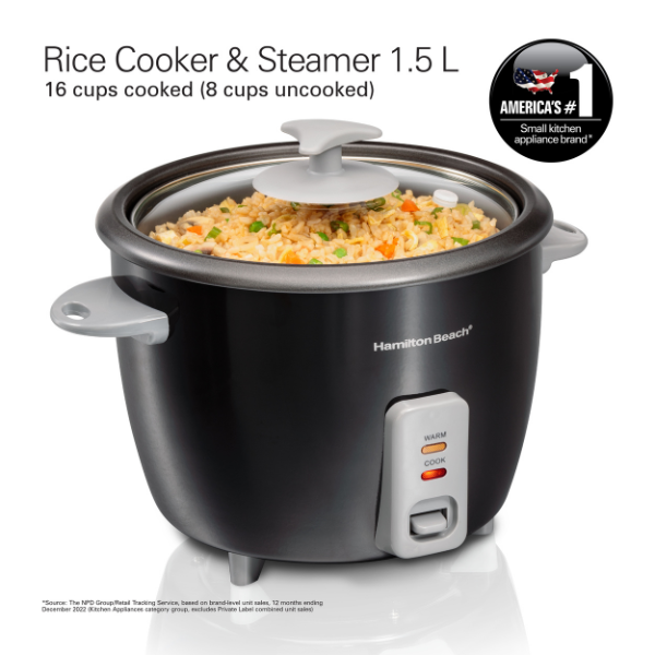 Hamilton Beach Rice Cooker & Steamer, 8 Cups Uncooked Rice - 1.5 Liter –  KATEI UAE
