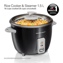Load image into Gallery viewer, Hamilton Beach Rice Cooker &amp; Steamer, 8 Cups Uncooked Rice - 1.5 Liters, 500W
