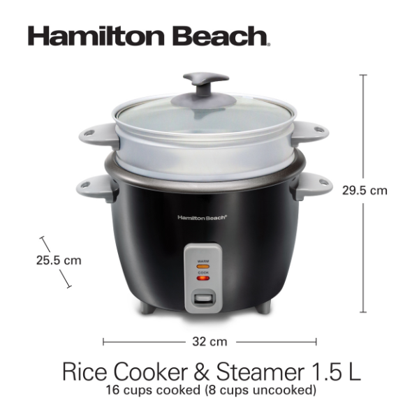 Hamilton Beach Rice Cooker & Steamer, 8 Cups Uncooked Rice - 1.5