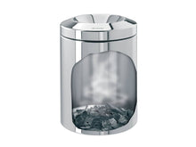Load image into Gallery viewer, Brabantia Flame Guard Waste Paper Bin, 7 Liters - Brilliant Steel, flame protection graphic.

