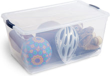 Load image into Gallery viewer, Rubbermaid Clever tore Clear Plastic Storage Bins with Lids, 90 Liters - 73.6 x 45.7 x 33.7cm
