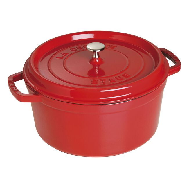 Staub Round Cast Iron Cocotte, Cherry Red - 30cm, 8.2 Liters