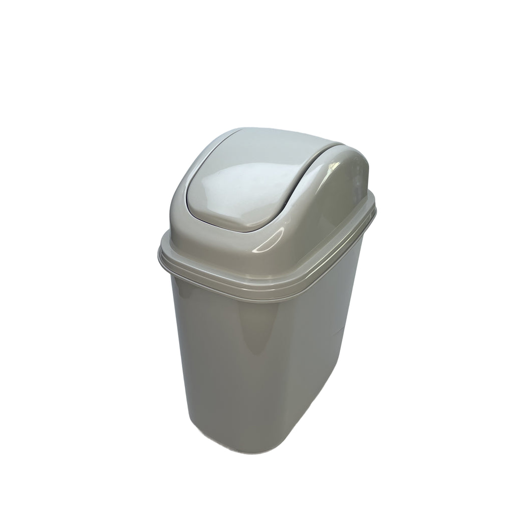 Gab Plastic Waste Bin with Swinging Lid - 10 Liters, Moka
