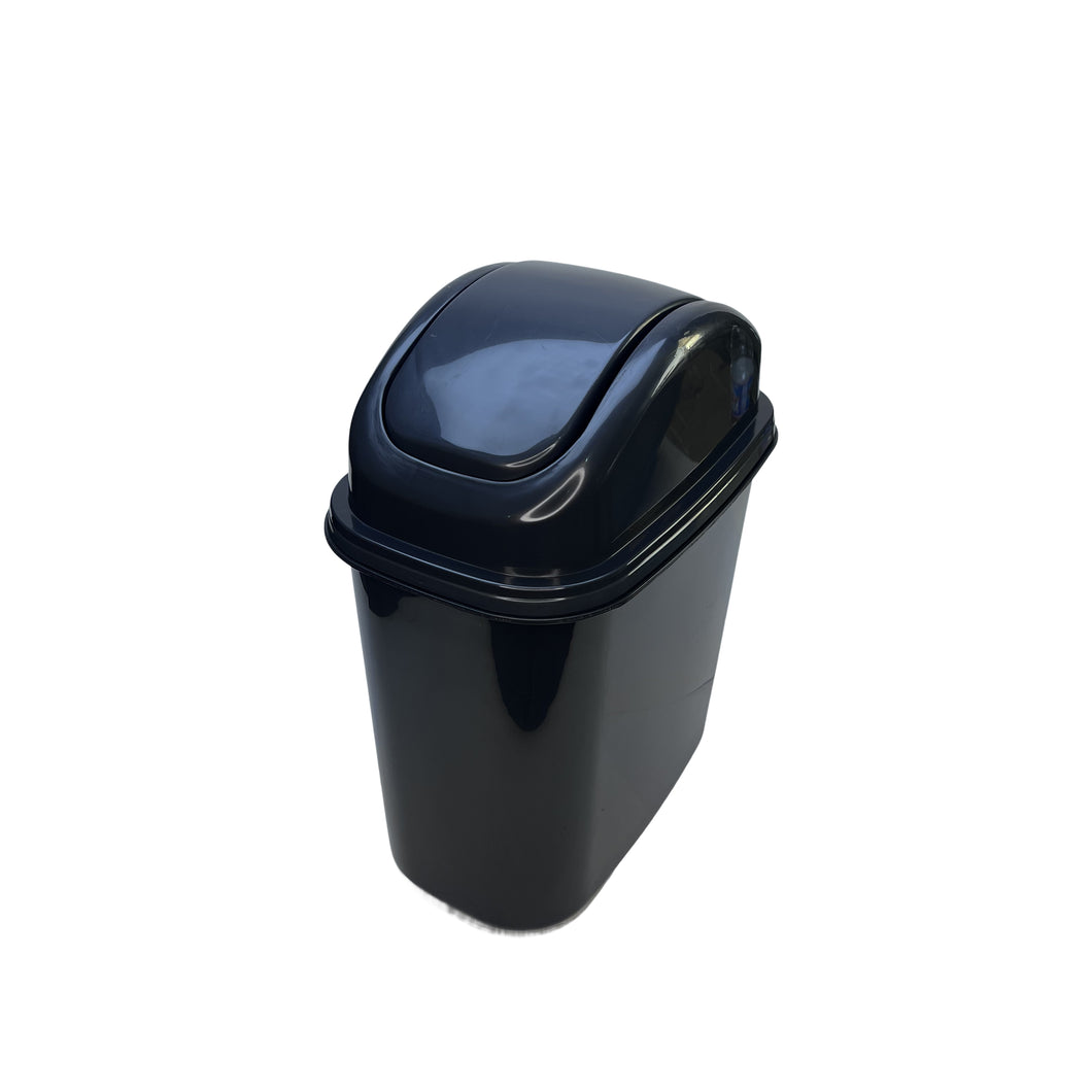 Gab Plastic Waste Bin with Swinging Lid - 10 Liters, Dark Grey