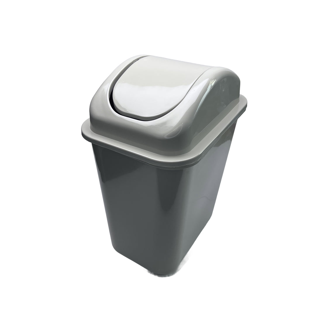 Gab Plastic Waste Bin with Swinging Lid - 15 Liters, Moka