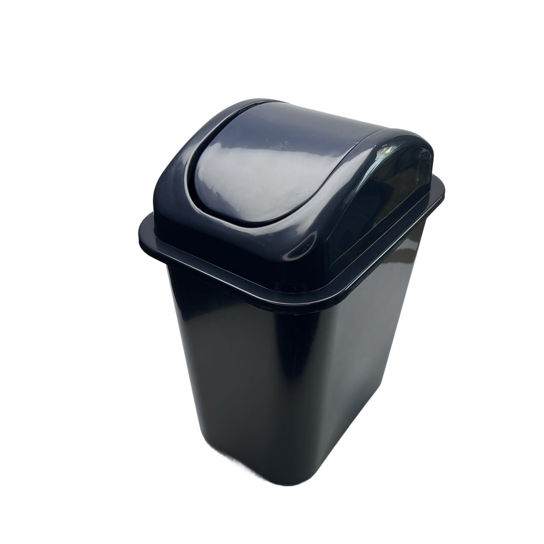 Gab Plastic Waste Bin with Swinging Lid - 15 Liters, Dark Grey