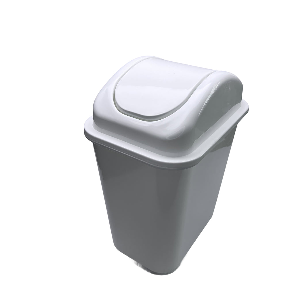 Gab Plastic Waste Bin with Swinging Lid - 15 Liters, White