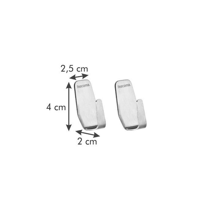 Tescoma Presto Stainless Steel Hooks - Pack of 2 Adhesive Hooks, Available in 2 Sizes