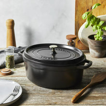 Load image into Gallery viewer, Staub Oval Cast Iron Cocotte, Black - 33cm, 6.6 Liters
