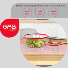 Load image into Gallery viewer, Gab Plastic Set of 3 Bowls with Rim - Small, Medium &amp; Large - Red
