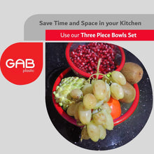 Load image into Gallery viewer, Gab Plastic Set of 3 Bowls with Rim - Small, Medium &amp; Large - Red
