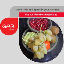 Load image into Gallery viewer, Gab Plastic Set of 3 Bowls with Rim - Small, Medium &amp; Large - Silver
