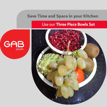 Load image into Gallery viewer, Gab Plastic Set of 3 Bowls with Rim - Small, Medium &amp; Large - White
