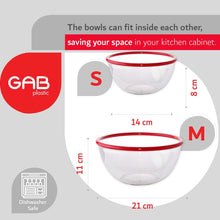 Load image into Gallery viewer, Gab Plastic Set of 3 Bowls with Rim - Small, Medium &amp; Large - Red
