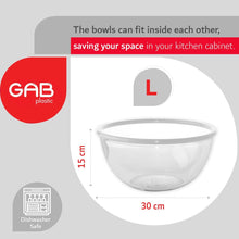 Load image into Gallery viewer, Gab Plastic Set of 3 Bowls with Rim - Small, Medium &amp; Large - White
