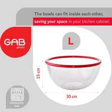 Load image into Gallery viewer, Gab Plastic Set of 3 Bowls with Rim - Small, Medium &amp; Large - Red
