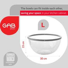 Load image into Gallery viewer, Gab Plastic Set of 3 Bowls with Rim - Small, Medium &amp; Large - Silver
