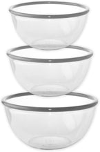 Load image into Gallery viewer, Gab Plastic Set of 3 Bowls with Rim - Small, Medium &amp; Large - Silver
