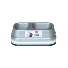 Load image into Gallery viewer, Gab Plastic Pet Food Bowl with 2 Cavities, Small - Available in Several Colors
