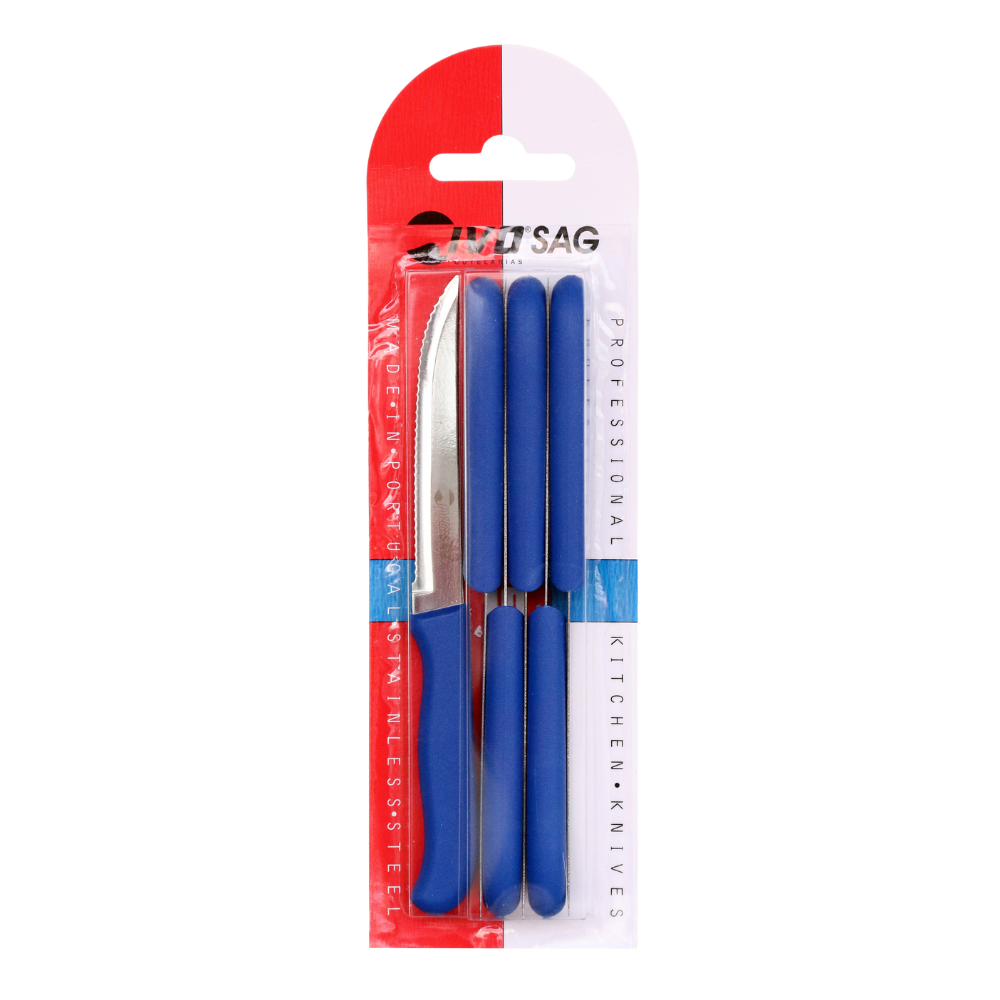 IVO SAG Pack of 6 Table Knives with Plastic Handle - Available in Several Colors