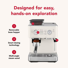 Load image into Gallery viewer, Semi Automatic Espresso Machine with Burr Grinder - Porcelain White
