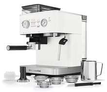 Load image into Gallery viewer, Semi Automatic Espresso Machine with Burr Grinder - Porcelain White
