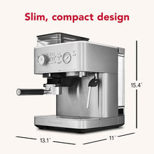Load image into Gallery viewer, Semi Automatic Espresso Machine with Burr Grinder - Brushed Stainless Steel
