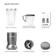 Load image into Gallery viewer, Nutribullet Multi-Function High Speed Blender, Mixer System with Nutrient Extractor, Smoothie Maker, Grey - 8 Piece Accessories, 600 Watts
