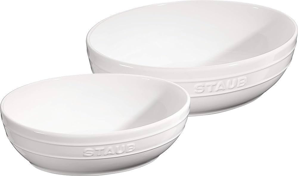 Staub Set of Ceramic Bowls, White - 23cm & 27cm