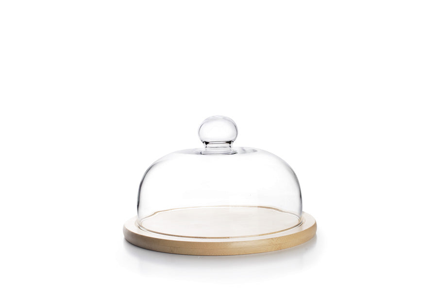 Ibili Glass Cover with Bamboo Base (L) - 20cm