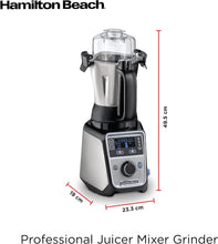 Load image into Gallery viewer, Hamilton Beach Professional Juicer Mixer Grinder with dimensions.
