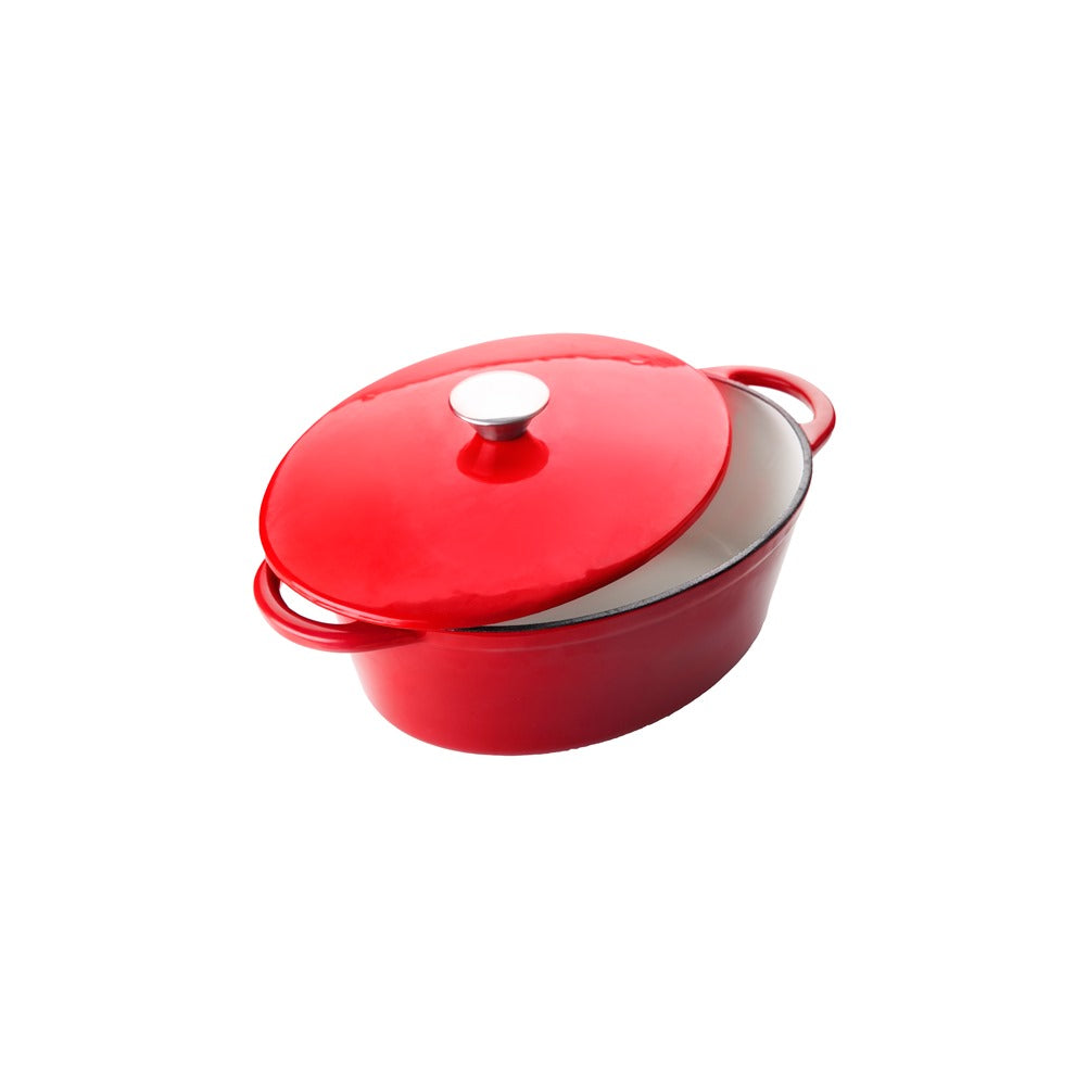 Ibili Enamelled Cast Iron Pot - Oval, Red - 27 x 21cm