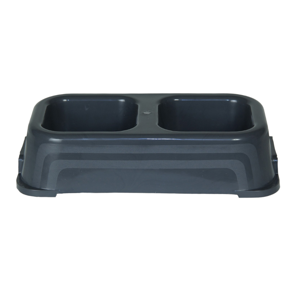 Gab Plastic Pet Food Bowl with 2 Cavities, Large - Available in Several Colors