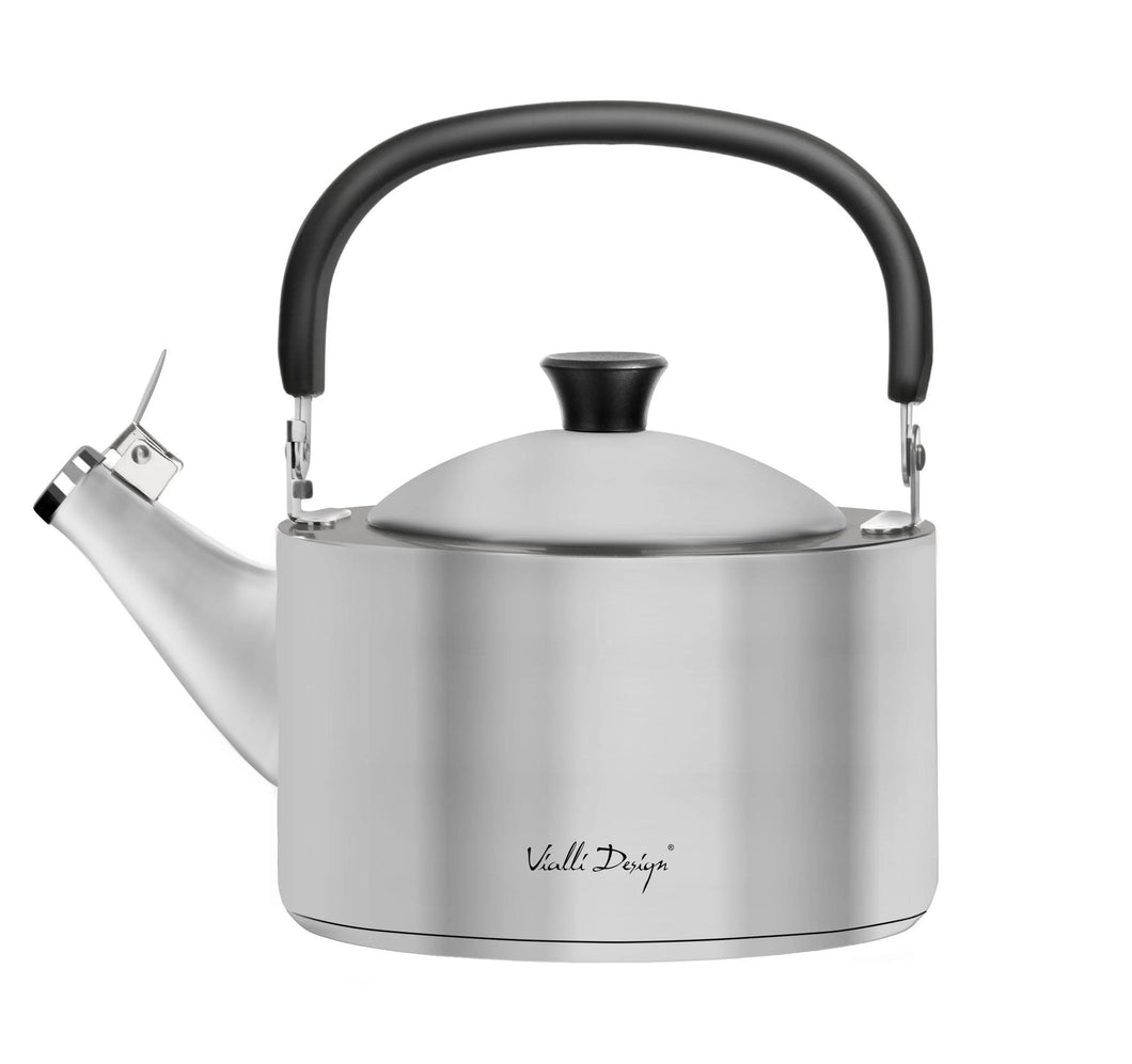 Vialli Design Kettle with Whistle Diamante - Matt Steel, 1.5 Liters