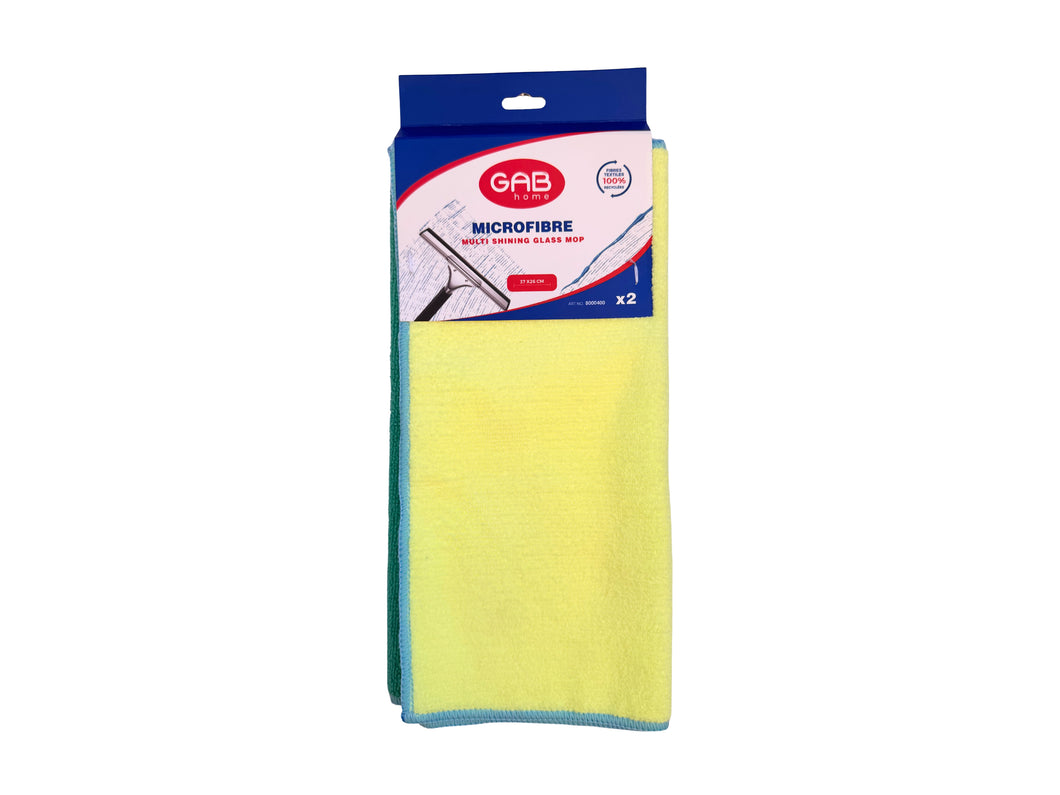 Gab Home Multi Shining Glass Cloth - Pack of 2, 37 x 26cm
