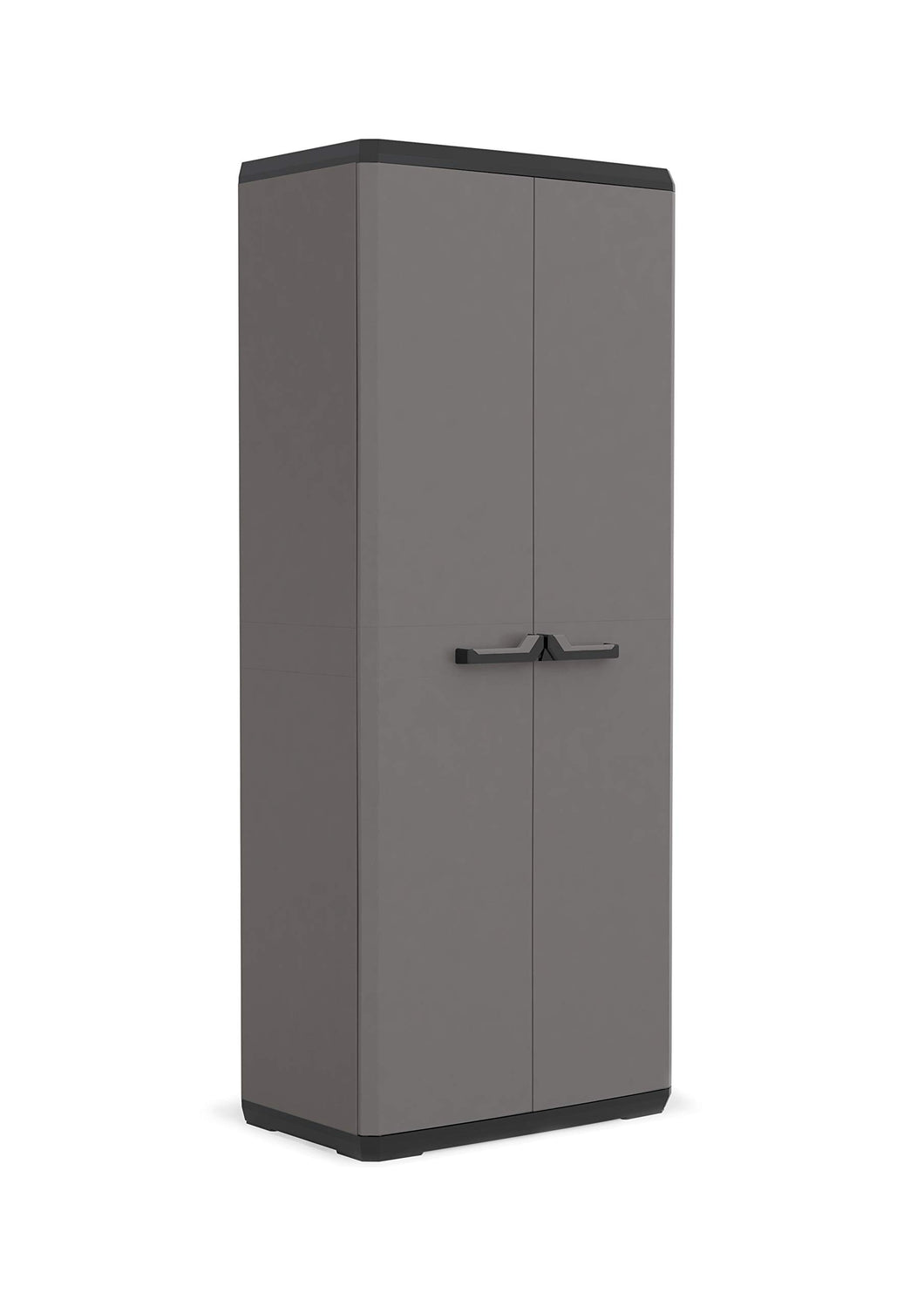 Keter Piu Storage Cabinet with Base - 68 x 39 x 166cm, Grey & Black
