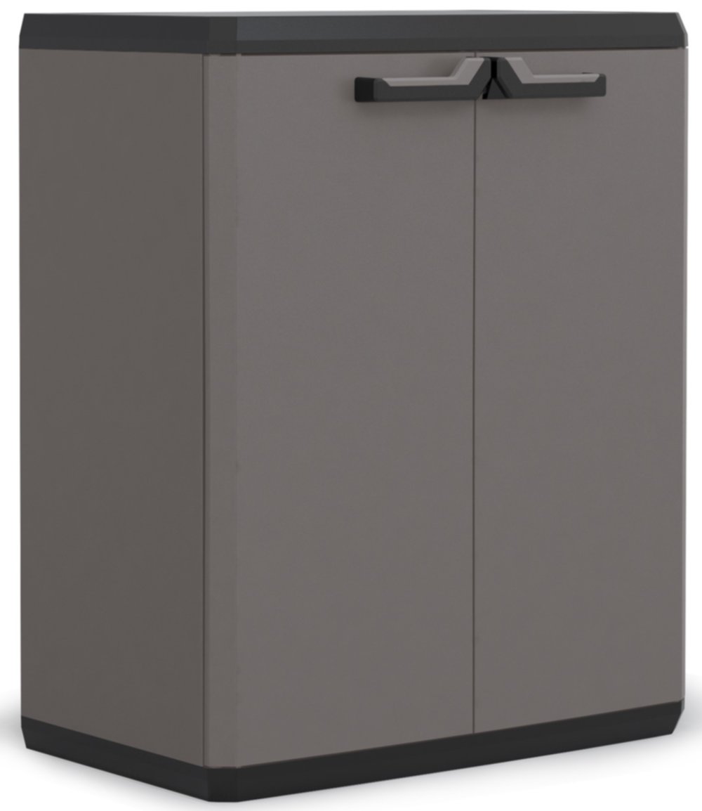 Keter Piu Storage Cabinet with Base - 68 x 39 x 97cm, Grey & Black