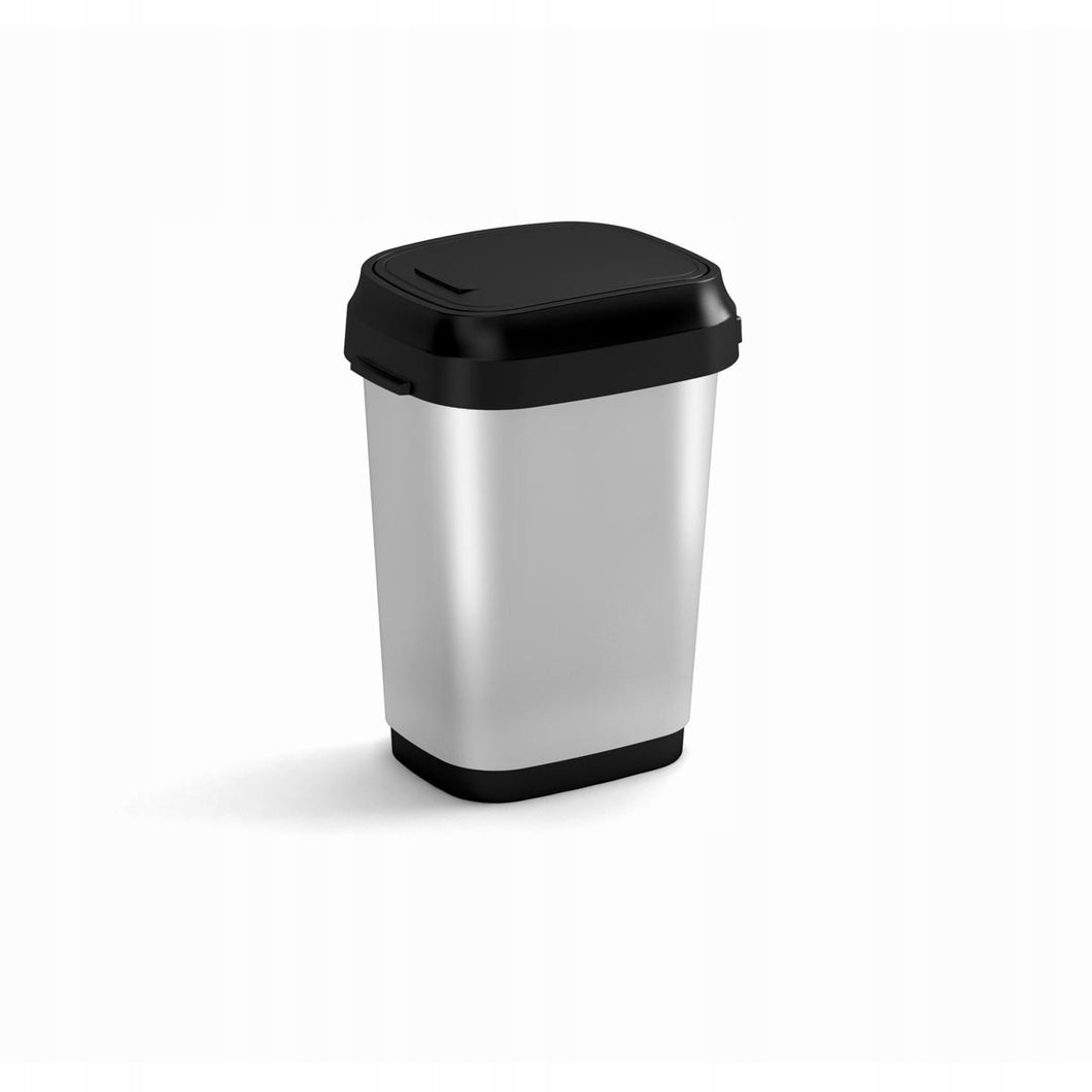 Kis (by Curver) Dual Swing Bin, Small - 10 Liters, Silver