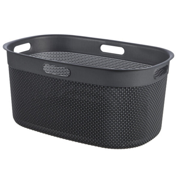 Curver Filo Laundry Basket with Dots - 45 Liters, Dark Grey