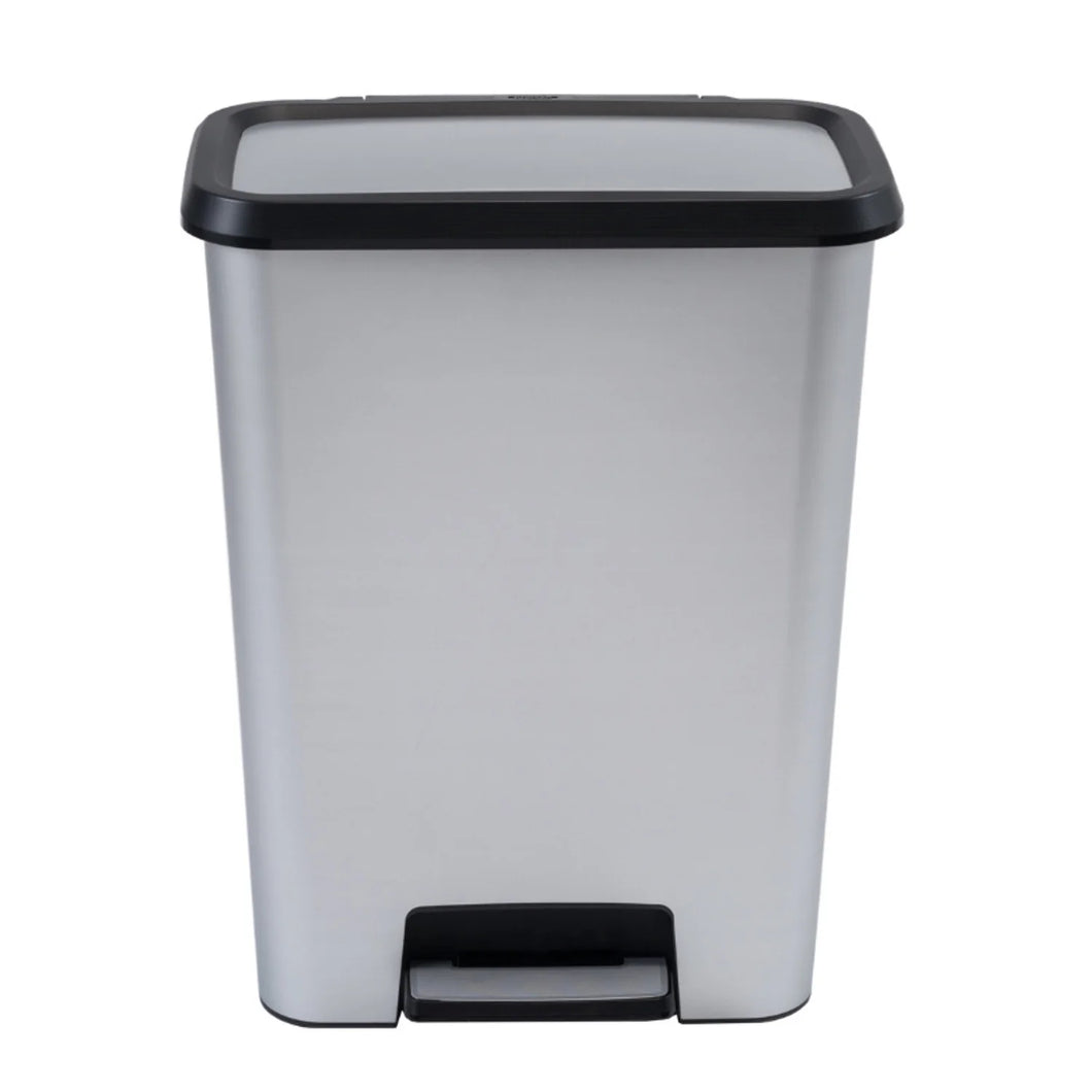 Curver Compatta Pedal Bin - 50 Liters, Steel Finish