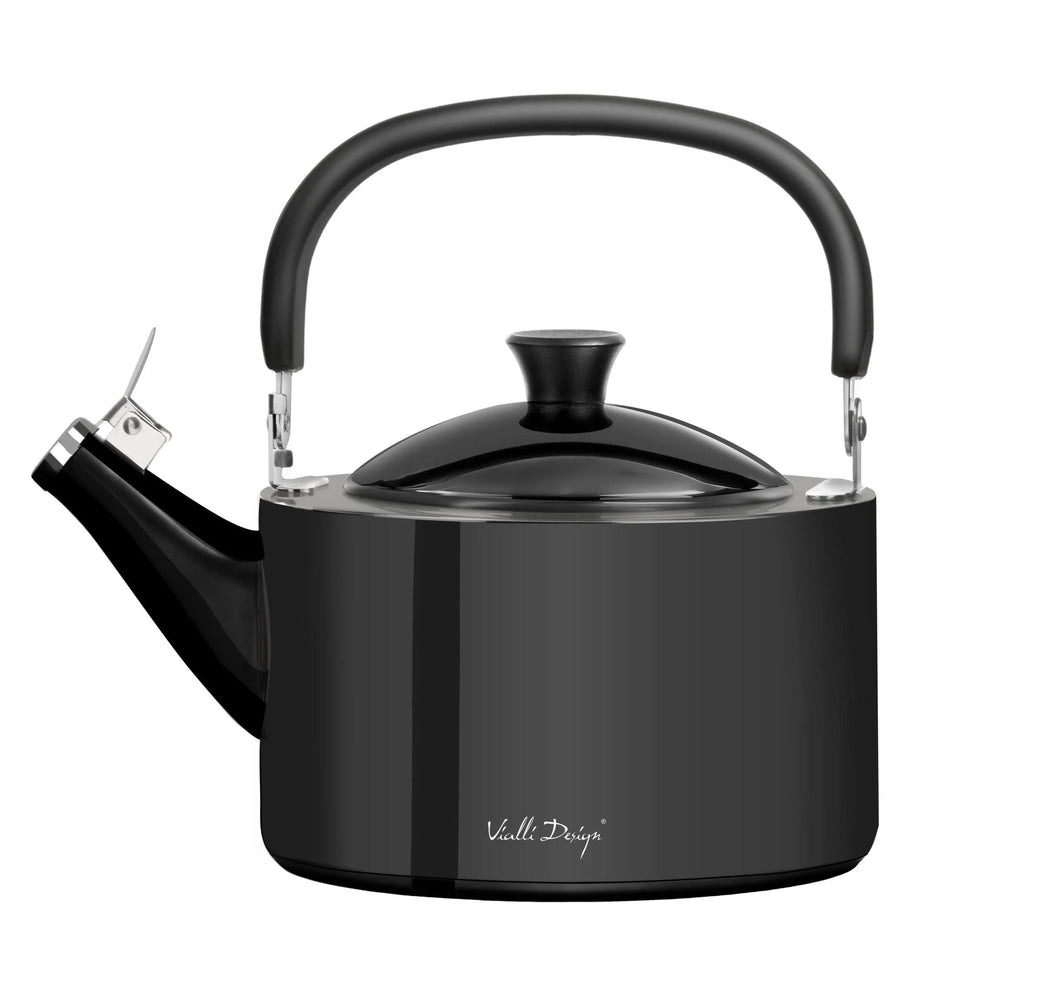 Vialli Design Kettle with Whistle Diamante - Polished Graphite, 1.5 Liters