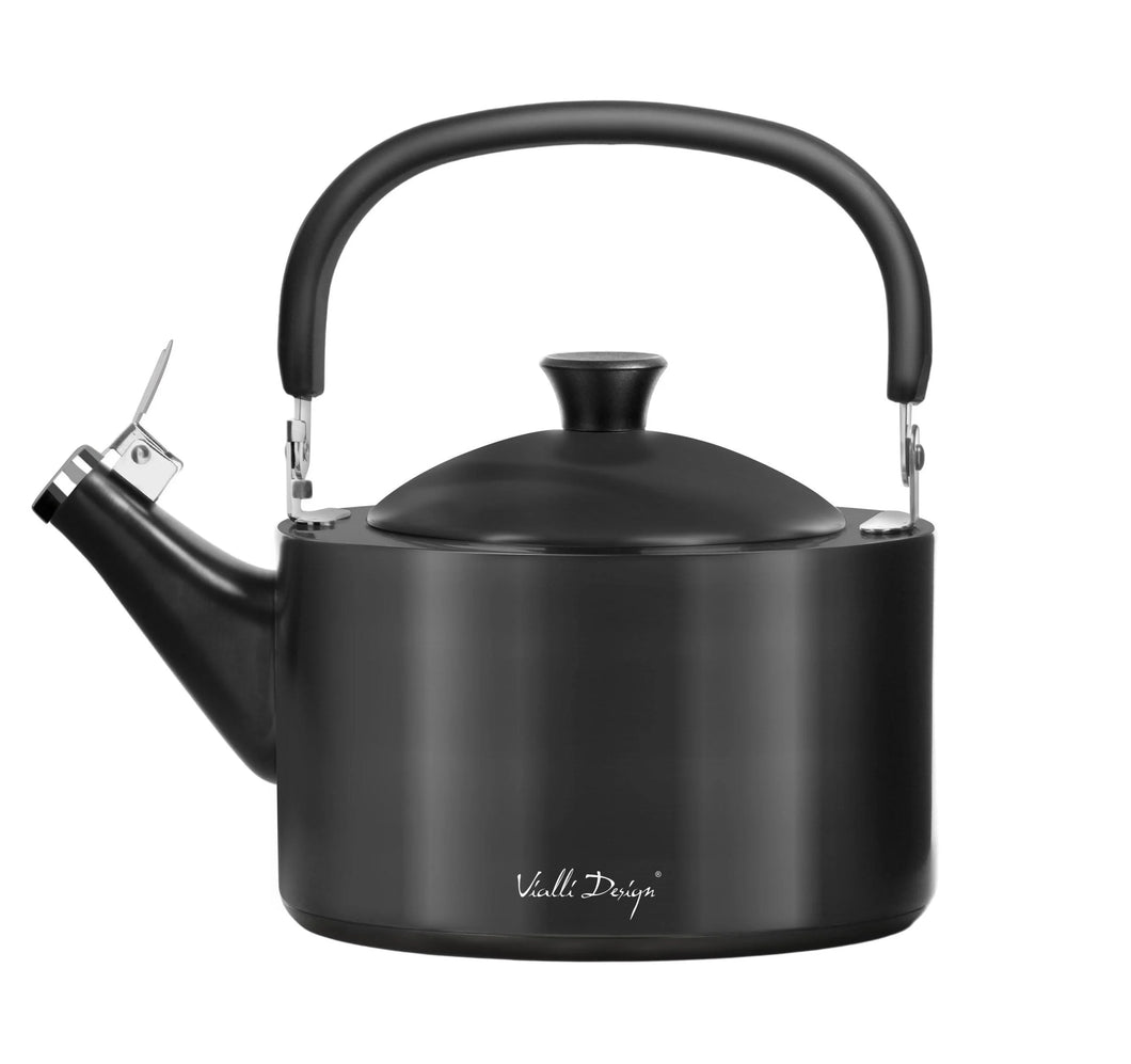 Vialli Design Kettle with Whistle Diamante - Matt Graphite, 1.5 Liters