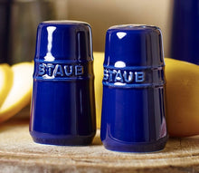 Load image into Gallery viewer, Staub Ceramic Salt &amp; Pepper Shaker Set, Blue - 7cm
