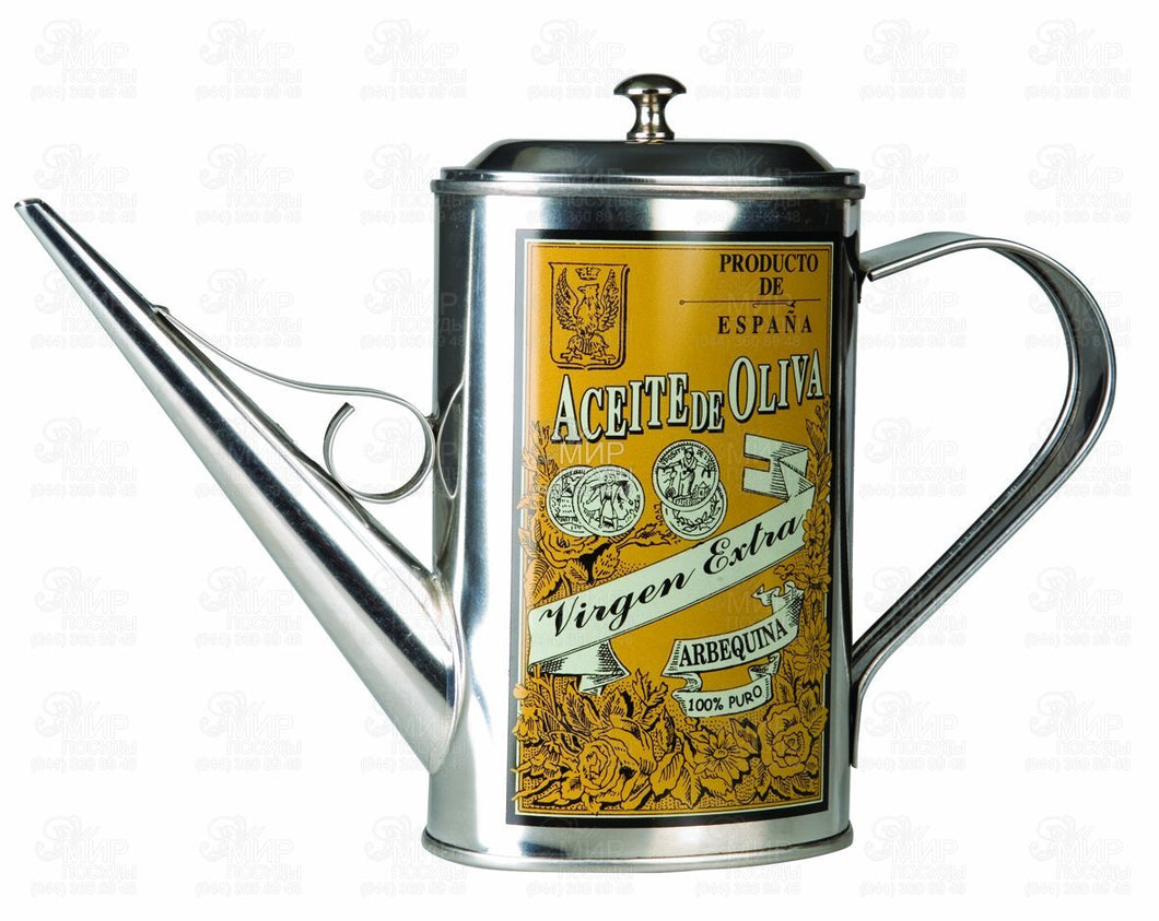 Ibili Rustic Stainless Steel Oil Can with Long Spout Aceite de Olivia – 500ml