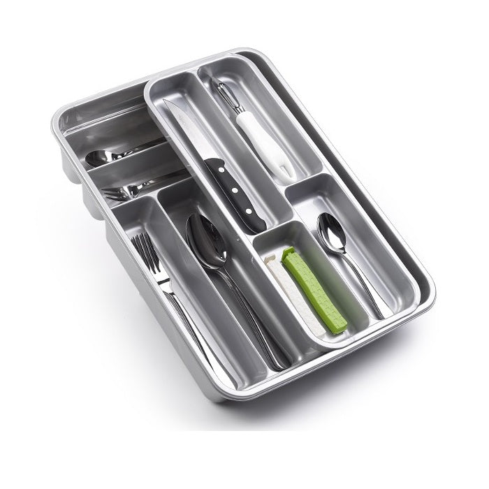 Plastic Forte Cutlery Tray with 2 Levels, Grey