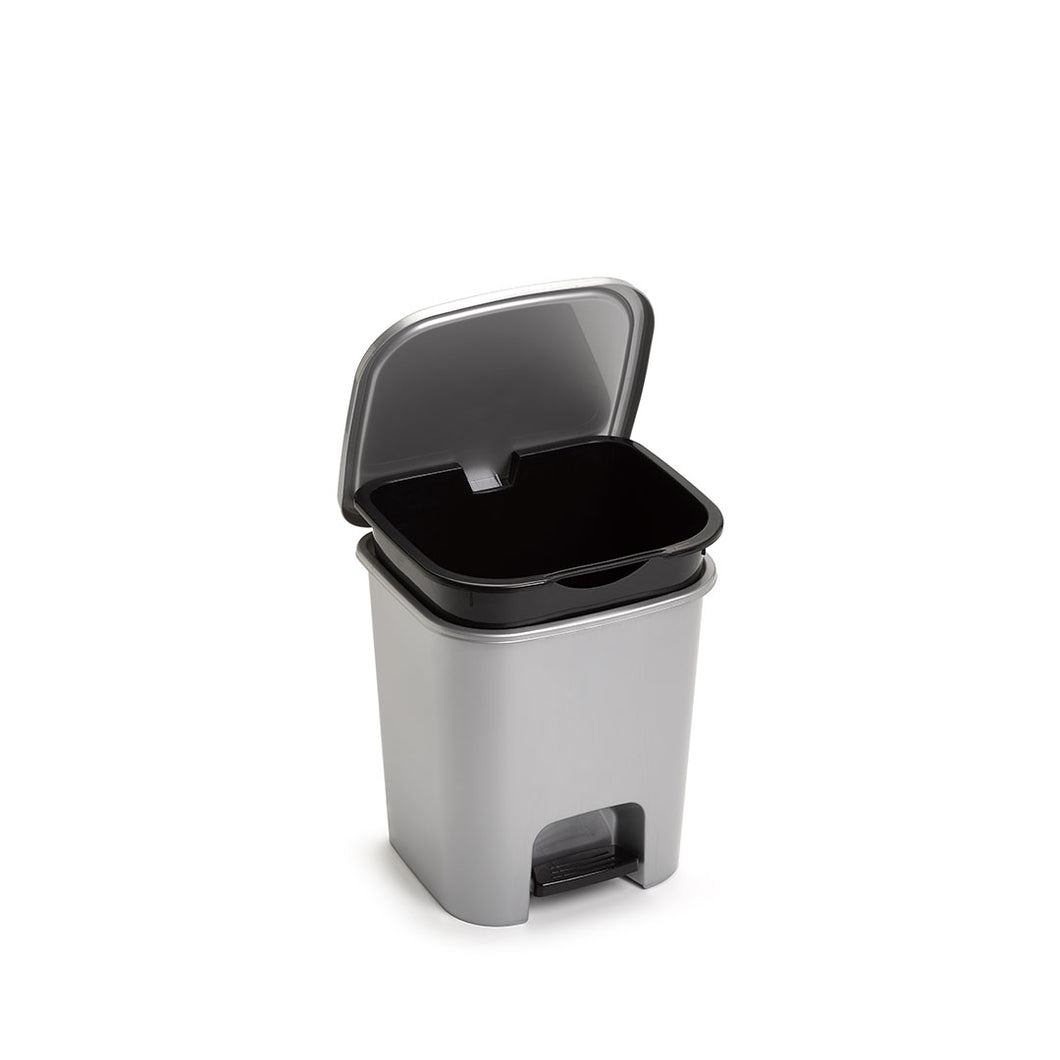 Plastic Forte Smart Pedal Bin, 7.5L - White or Silver