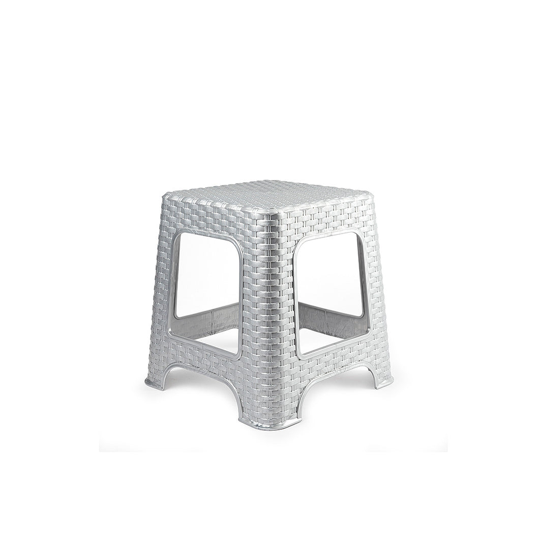Plastic Forte Rattan Stool / Table - Silver