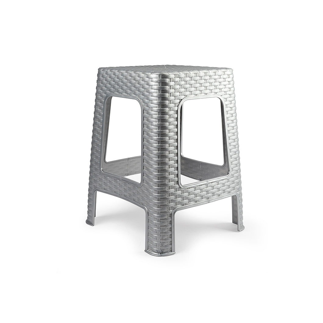 Plastic Forte Rattan Stool / Table - Silver